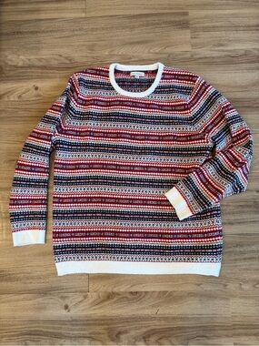 Men's Striped Crewneck Sweater - Red, Navy & White